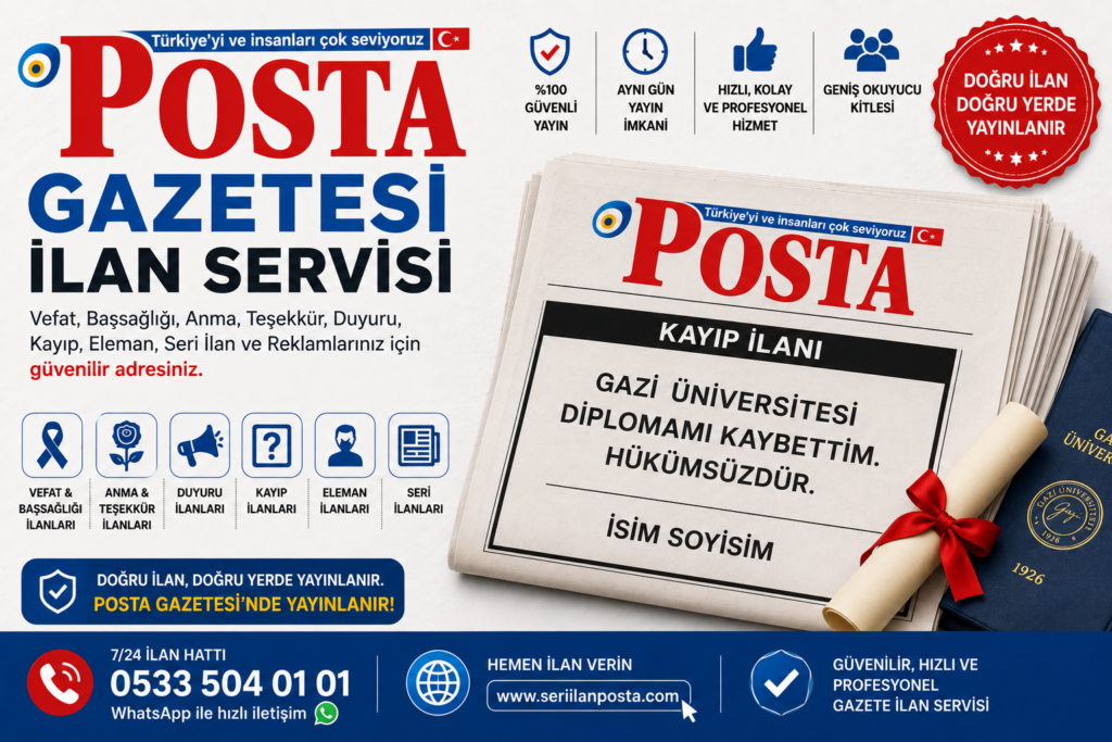 Posta Gazetesi Kayıp İlanı