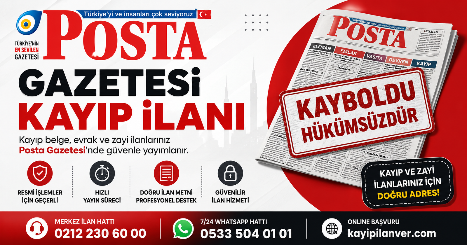 Posta Gazetesi Kayıp İlanı-2026